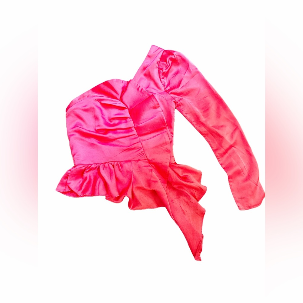 DO+BE Pink One Shoulder Long Sleeve Pink Top